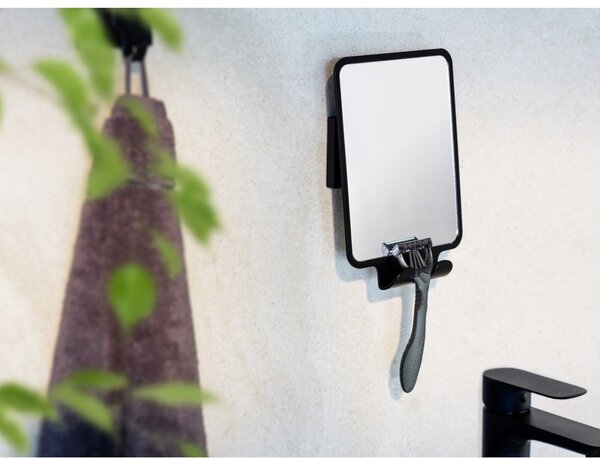 Oglindă cosmetică cu cuier 14x19.5 cm Quadro Black – Wenko