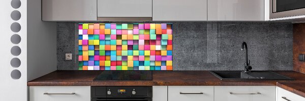 Panou sticla securizata bucatarie pătrate colorate