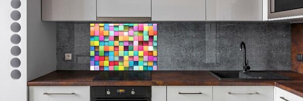 Panou sticla securizata bucatarie pătrate colorate