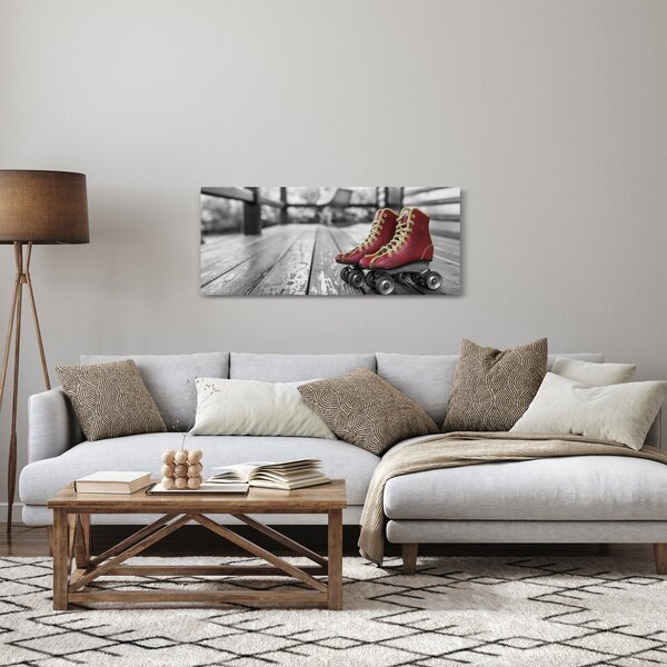 Tablou cu pantofi cu role vechi roșii (120x50 cm)