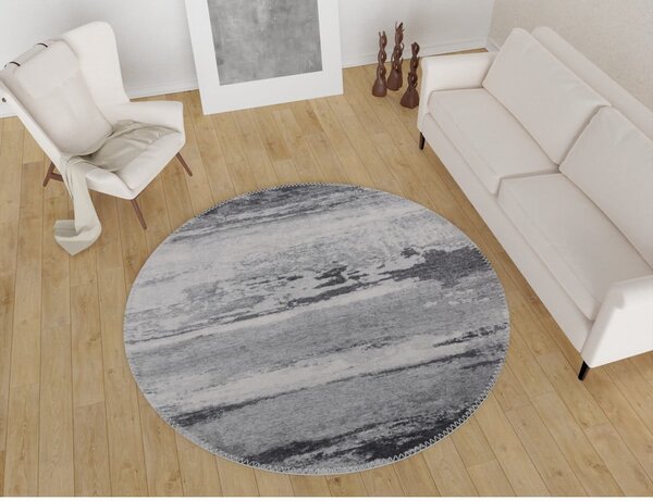 Covor gri lavabil rotund ø 80 cm – Vitaus