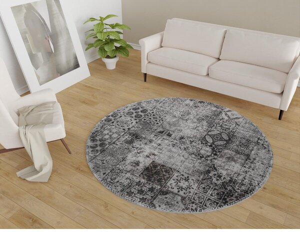 Covor gri lavabil rotund ø 80 cm – Vitaus