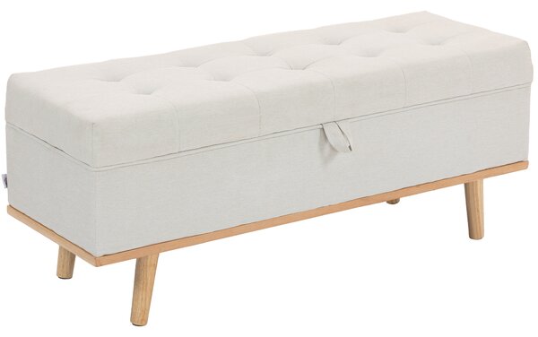 HOMCOM Taburet depozitare 80L, material textil, picioare lemn, 118x42x45 cm, crem | Aosom Romania