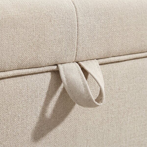 HOMCOM Taburet depozitare 80L, material textil, picioare lemn, 118x42x45 cm, crem | Aosom Romania
