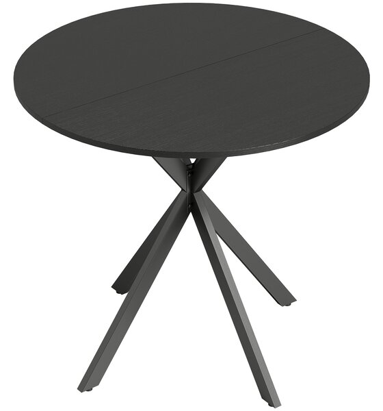 HOMCOM Masă Rotundă de Dining în Stil Industrial cu Picioare în Cruce din Oțel, Ø80x75 cm, Negru | Aosom Romania