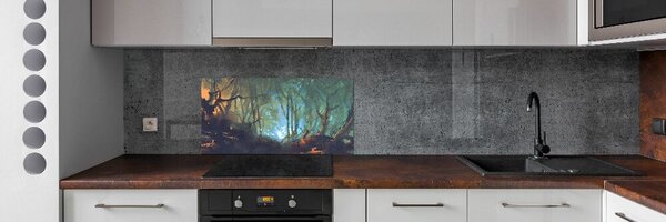 Panou sticlă decorativa bucătărie pădure mistic