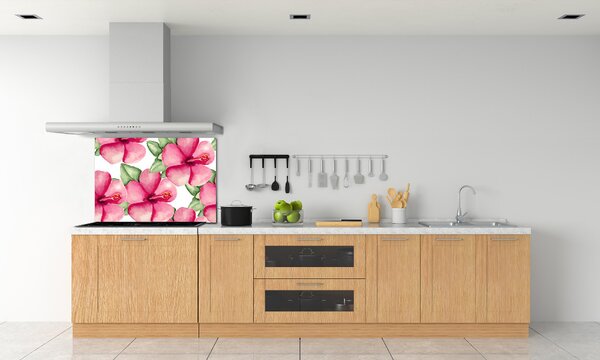 Panou sticlă bucătărie flori tropicale