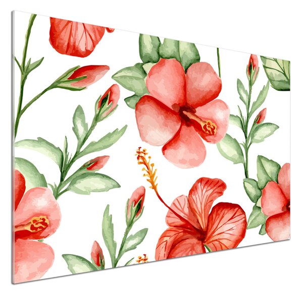 Sticlă bucătărie flori tropicale