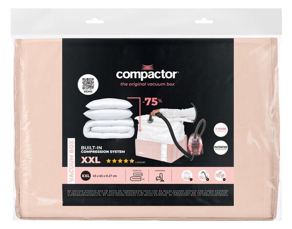 Cutie de depozitare pentru haine din plastic cu vacuum 65x45x27 cm Pink Edition – Compactor