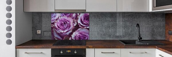 Panou sticlă decorativa bucătărie trandafiri mov