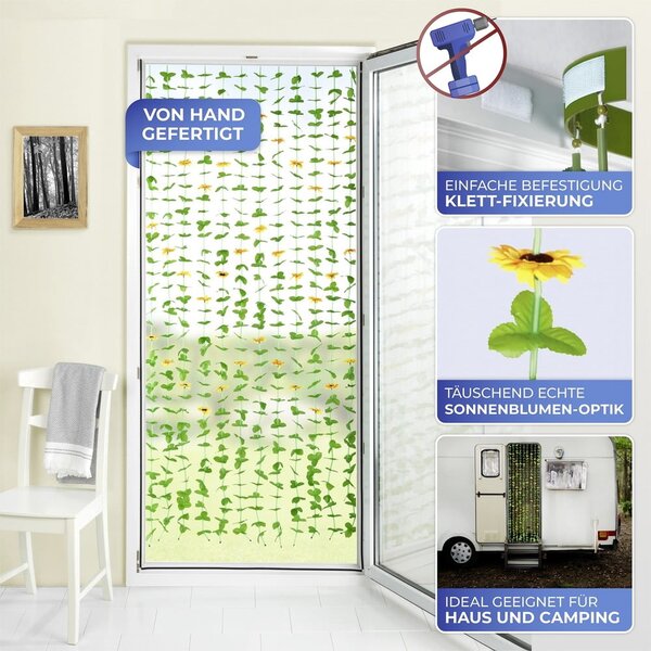 Draperie galbenă-verde 90x190 cm cu prindere la ușă Sunflowers – Maximex
