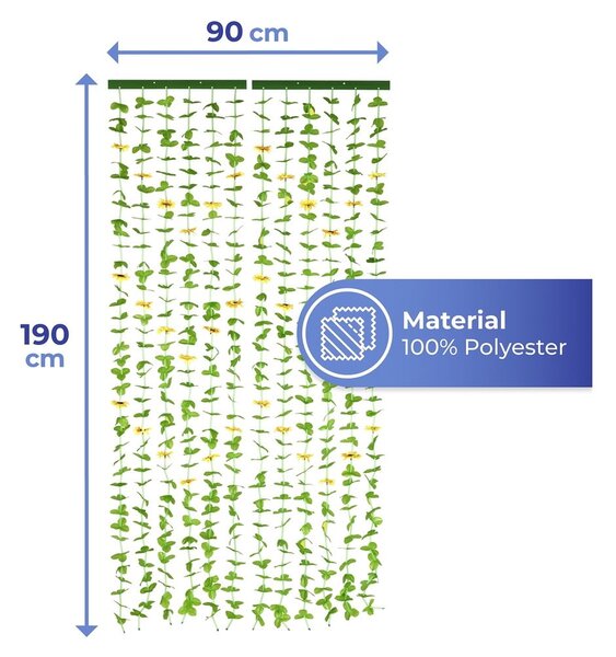 Draperie galbenă-verde 90x190 cm cu prindere la ușă Sunflowers – Maximex