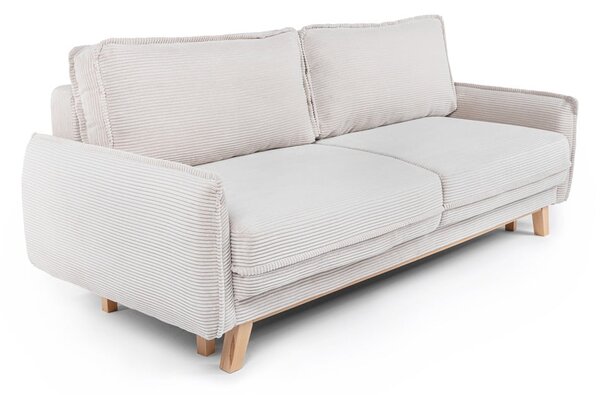 Canapea bej extensibilă cu tapițerie din catifea reiată 218 cm Tori – Bonami Selection