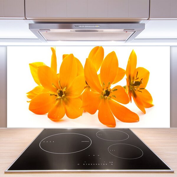 Panou sticla bucatarie Flori Floral Orange