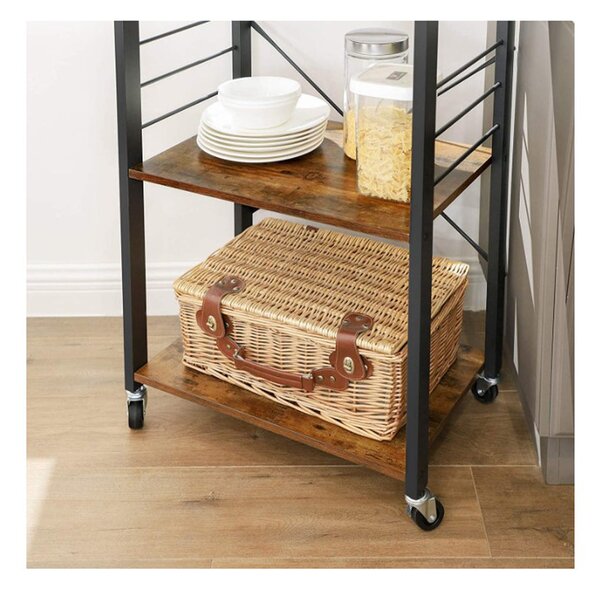 Raft de bucatarie Vintage maro cu role 60x40x89 cm
