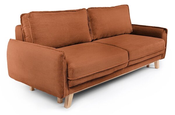 Canapea portocalie extensibilă cu tapițerie din catifea reiată 218 cm Tori – Bonami Selection