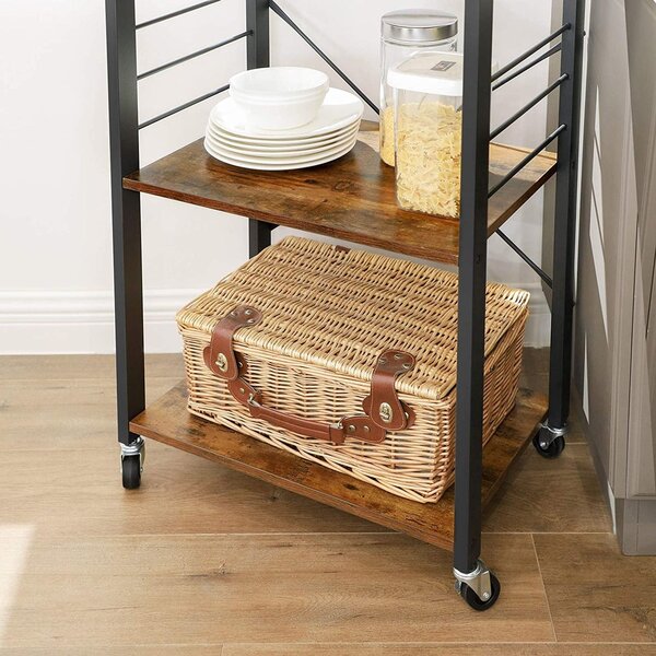 Raft de bucatarie Vintage maro cu role 60x40x89 cm