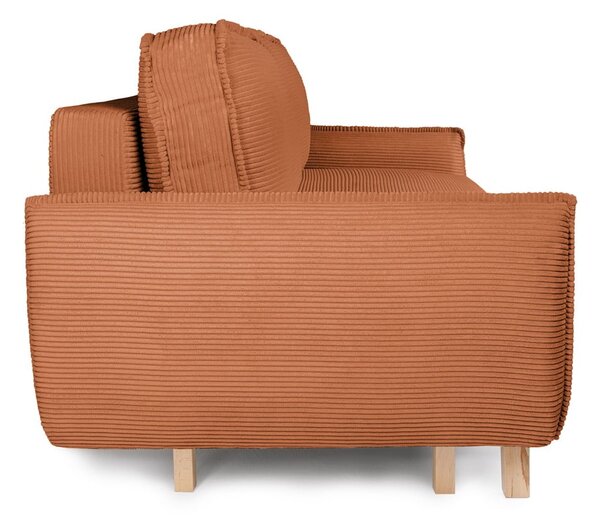 Canapea portocalie extensibilă cu tapițerie din catifea reiată 218 cm Tori – Bonami Selection