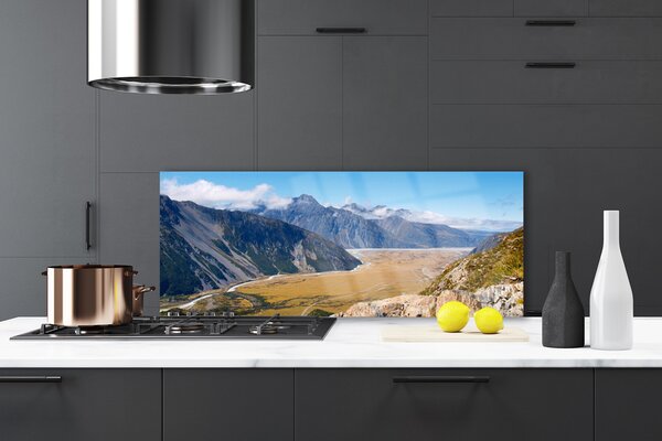 Panou sticla bucatarie Muntii Valley Peisaj Albastru Maro