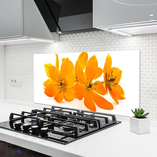 Panou sticla bucatarie Flori Floral Orange