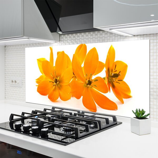 Panou sticla bucatarie Flori Floral Orange