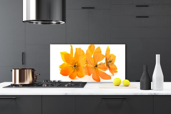 Panou sticla bucatarie Flori Floral Orange