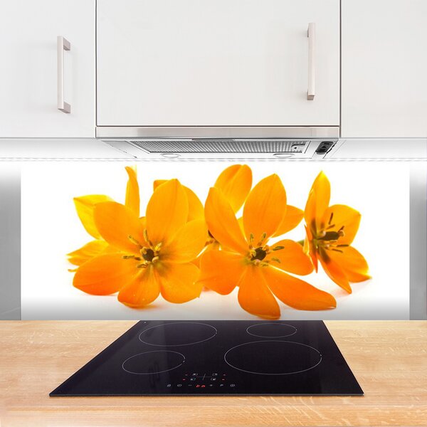 Panou sticla bucatarie Flori Floral Orange