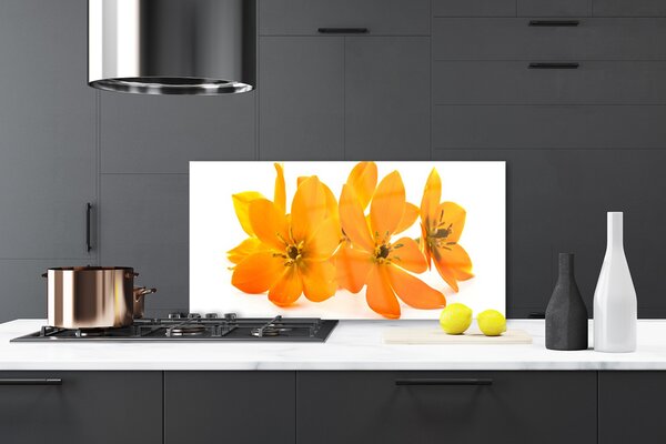 Panou sticla bucatarie Flori Floral Orange