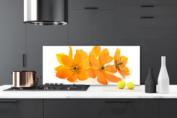 Panou sticla bucatarie Flori Floral Orange