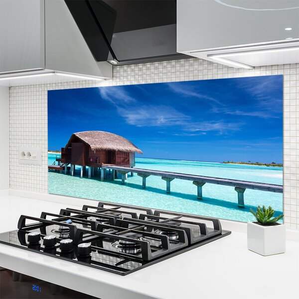 Panou sticla bucatarie South Sea Beach House Arhitectura Albastru Maro