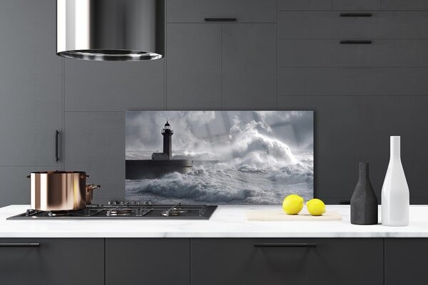 Panou sticla bucatarie Farul Lacul Sea Nature Gray