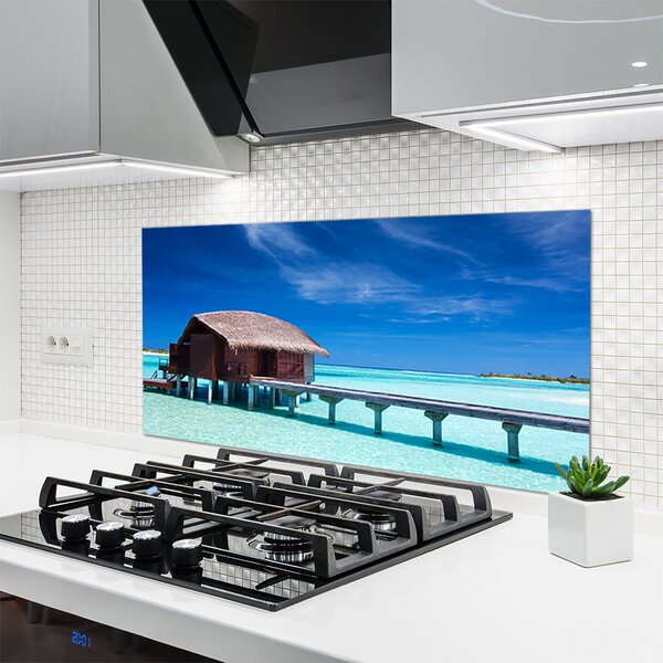 Panou sticla bucatarie South Sea Beach House Arhitectura Albastru Maro
