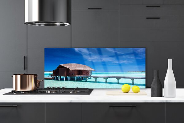 Panou sticla bucatarie South Sea Beach House Arhitectura Albastru Maro