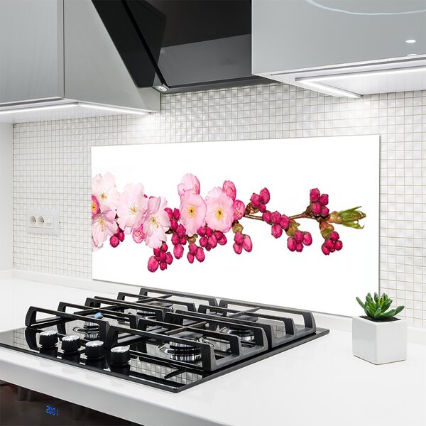 Panou sticla bucatarie Flower Branch Floral roz