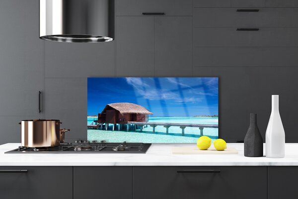 Panou sticla bucatarie South Sea Beach House Arhitectura Albastru Maro