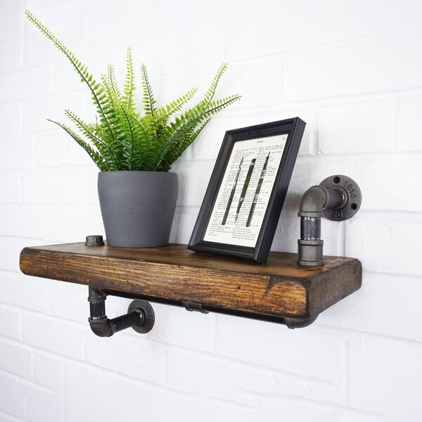 Raft de perete in stil industrial, Gortaglough, 40x20x20 cm, nuc/negru