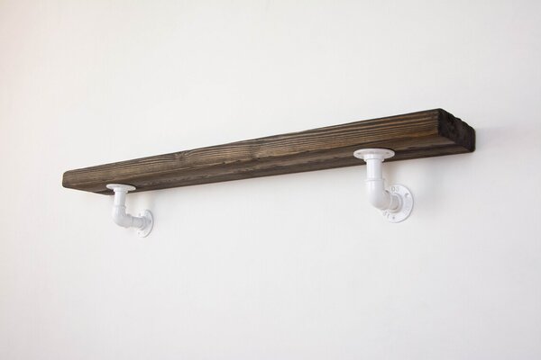 Raft de perete in stil industrial, Gloucester, 60x15x20 cm, alb/nuc