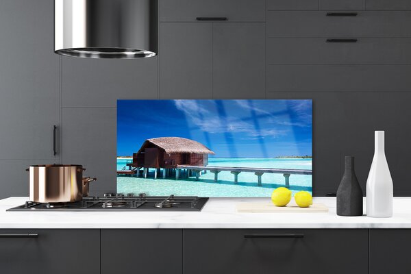 Panou sticla bucatarie South Sea Beach House Arhitectura Albastru Maro