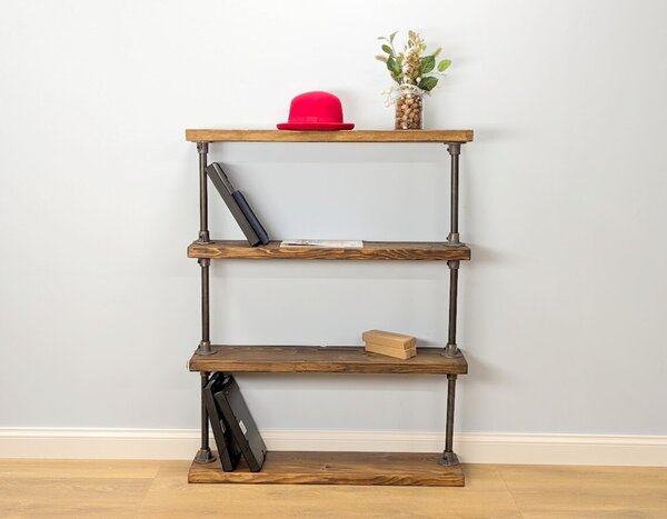 Biblioteca in stil industrial, Ardingly, 60x67x20 cm, negru/nuc