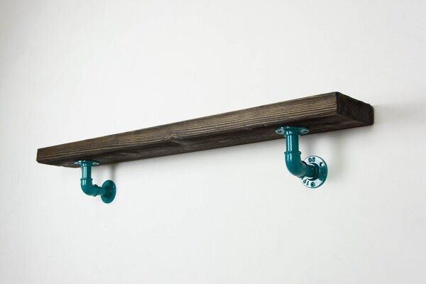 Raft de perete in stil industrial, Gloucester, 60x15x20 cm, bleu/nuc