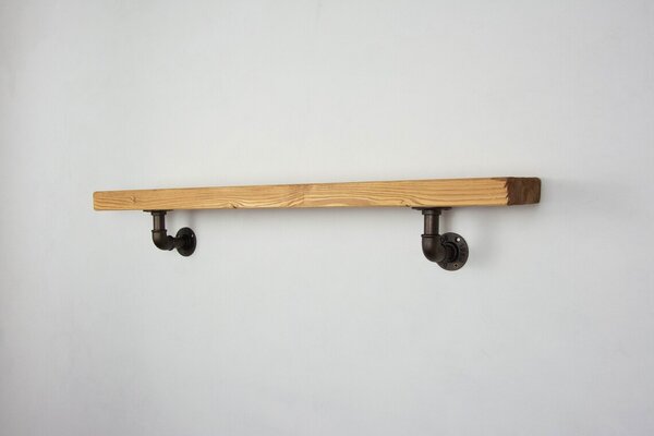 Raft de perete in stil industrial, Gloucester, 60x15x20 cm, negru/nuc