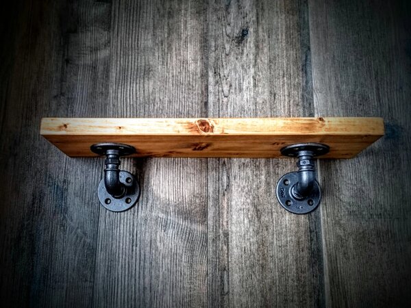 Raft de perete in stil industrial, Gloucester, 60x15x20 cm, negru/natur