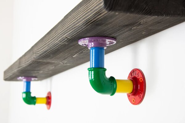 Raft de perete in stil industrial, Gloucester, 60x15x20 cm, multicolor