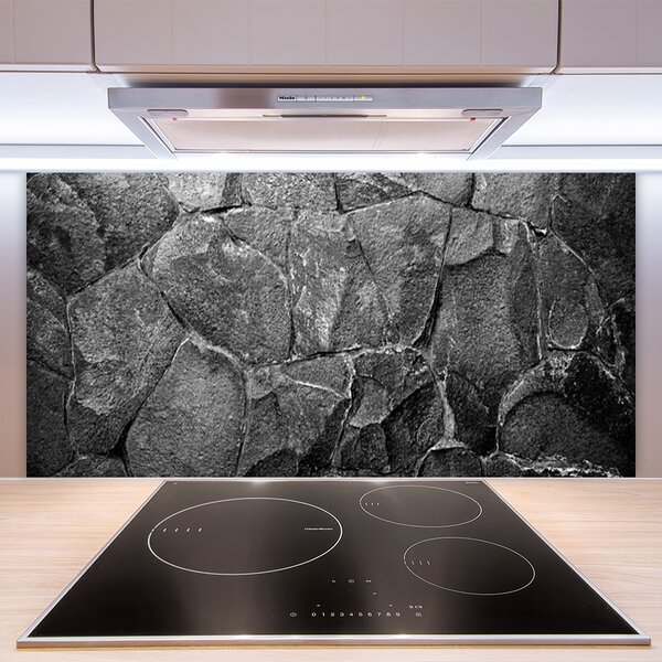 Panou sticla bucatarie Rocky Rocks Natura Gri Negru
