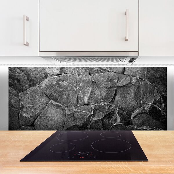 Panou sticla bucatarie Rocky Rocks Natura Gri Negru