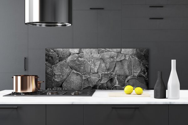 Panou sticla bucatarie Rocky Rocks Natura Gri Negru