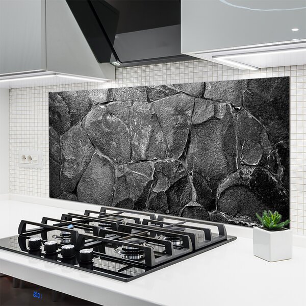 Panou sticla bucatarie Rocky Rocks Natura Gri Negru