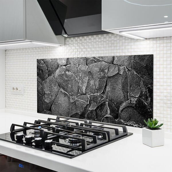 Panou sticla bucatarie Rocky Rocks Natura Gri Negru