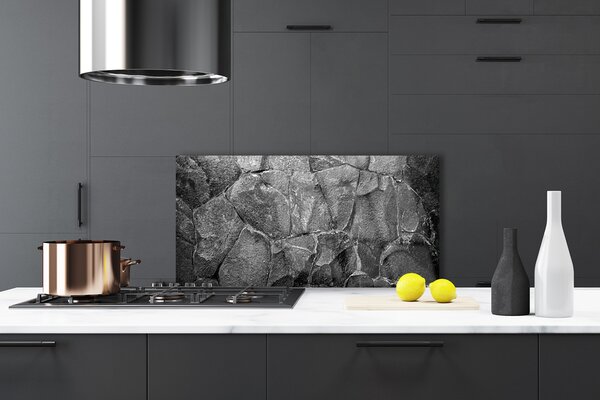 Panou sticla bucatarie Rocky Rocks Natura Gri Negru