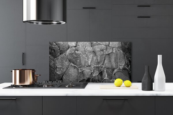 Panou sticla bucatarie Rocky Rocks Natura Gri Negru